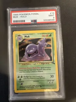 1999 Pokemon TCG Fossil Holo Rare 1st Edition Muk (13/62) PSA 9 Mint - Image 1