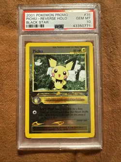 2001 Pokemon League Black Star Promo Pichu Reverse Holo PSA 10 - Image 1