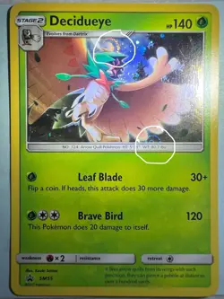Pokemon TCG Decidueye Sun & Moon SM55 Black Star Promo DOUBLE SWIRLS NEAR MINT - Image 1