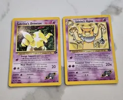 Sabrina’s Hypno 56/132 & Sabrina's Drowzee 95/132 Gym Challenge Vintage Pokemon - Image 1
