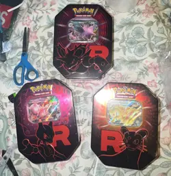 3x Pokemon TCG Team Rocket EX Tins Mewtwo Persian Nidoking x3 - Image 1