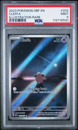 2023 POKEMON OBF EN-OBSIDIAN FLAMES ILLUSTRATION RARE #202 CLEFFA PSA 9 - Image 1