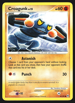 Croagunk 61/99 Platinum Arceus Pokemon Card MP - Image 1