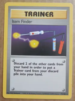 Item Finder 74/102 Rare Non-Holo Base Set Pokemon Trainer Card LP - Image 1
