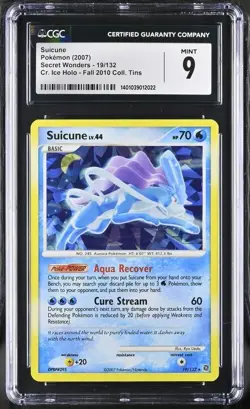 Pokemon Suicune 19/132 Cracked Ice Holo Diamond & Pearl Secret Wonders - CGC 9 - Image 1