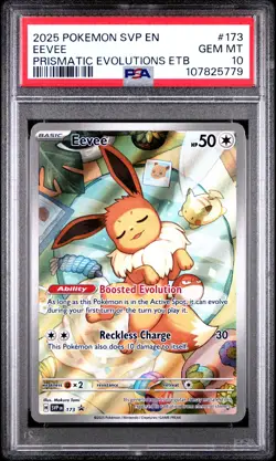 PSA 10 EEVEE SVP 173 2025 POKEMON TCG PRISMATIC EVOLUTIONS ETB PROMO - Image 1