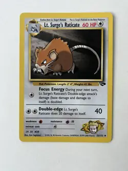 Pokemon Lt. Surge's Raticate 53/132 Gym Challenge WOTC Vintage - Image 1