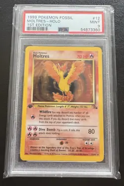1999 POKEMON FOSSIL 1ST EDITION #12 MOLTRES-HOLO PSA 9 - Image 2