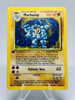 Pokemon TCG Machamp Holo Rare 1st Edition Base Set, 8/102 LP/MP - Image 1