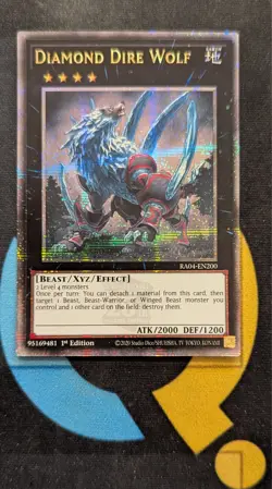 RA04-EN200 Diamond Dire Wolf Quarter Century Secret Rare YuGiOh - Image 1
