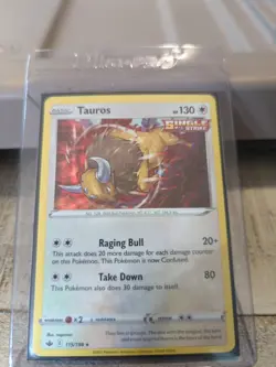 Pokemon 2021 Chilling Reign Tauros #115 TCG Rare Holo Single Collectible Card - Image 1