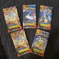 5X Pokemon Scarlet And Violet Surging Sparks Factory Sealed 10 Card Booster Pack - Image 1