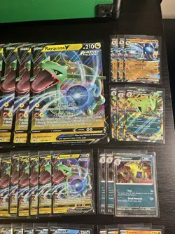 Pokemon Jumbo Oversized Card Lot Rayquaza Lucario With V/ Rare Cards - Image 5