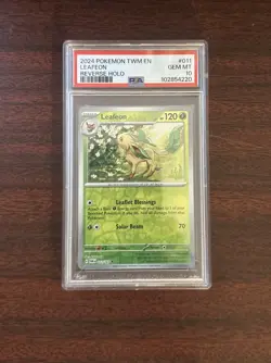 2024 POKEMON TWM EN #11 LEAFEON REVERSE HOLO TWILIGHT MASQUERADE PSA 10 - Image 1