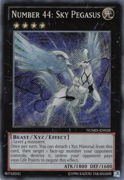 Yugioh Number 44: Sky Pegasus NUMH-EN028 Secret Rare NM - Image 1