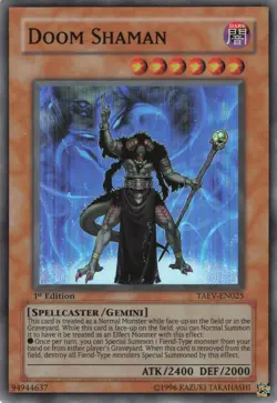 Yugioh Doom Shaman TAEV-EN025 Super Rare 1st Edition LP - Image 1