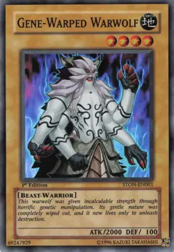 Yugioh Gene-Warped Warwolf STON-EN001 Super Rare 1st Edition LP - Image 1