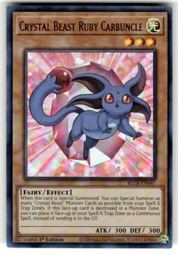 Yugioh Crystal Beast Ruby Carbuncle BLCR-EN047 Ultra Rare 1st Ed NM - Image 1