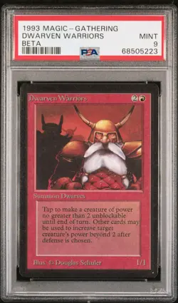 1993 Magic The Gathering Beta Dwarven Warriors Vintage Magic PSA 9 - Image 1