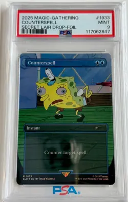2025 MTG MAGIC THE GATHERING SECRET LAIR SPONGEBOB COUNTERSPELL FOIL PSA 9 - Image 1