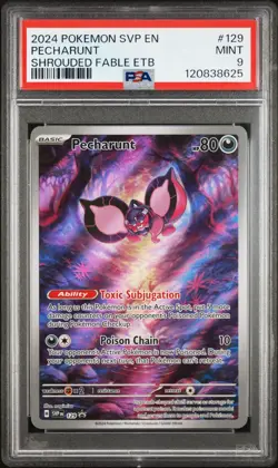 PSA 9 Mint Pecharunt 129 Shrouded Fable Black Star Promo Pokemon Card SVP EN - Image 1