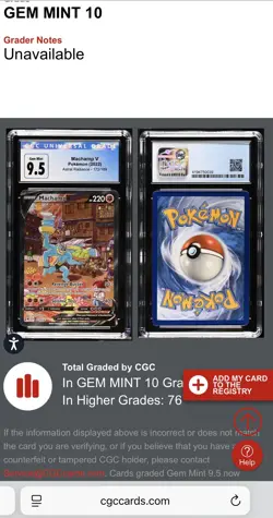2022 Pokemon MACHAMP V 172/189 Astral Radiance English - CGC Gem Mint 9.5(10) - Image 3