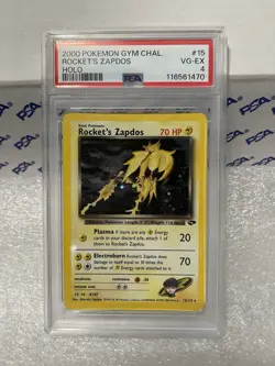 2000 POKEMON GYM CHAL. ROCKET'S ZAPDOS HOLO #15 VG-EX PSA 4 - Image 1