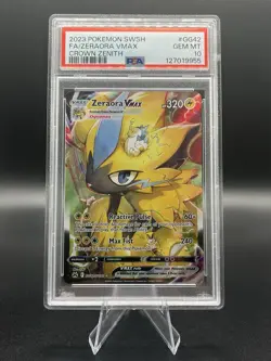 2023 POKEMON SWORD & SHIELD CROWN ZENITH #GG42 FULL ART/ZERAORA VMAX PSA 10 - Image 1