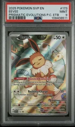 PSA 9 - Eevee SVP-EN #173 - Prismatic Evolutions TCG - Pokemon Center ETB Promo - Image 1