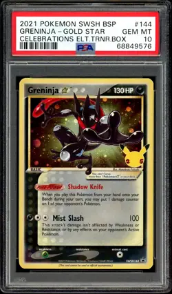 Pokemon PSA 10 Greninja Gold Star Celebrations SWSH144 Elite Trainer Box SWIRL - Image 3