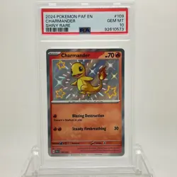 2024 POKEMON PAF EN-PALDEAN FATES SHINY RARE #109 CHARMANDER PSA 10 - Image 1