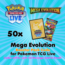 Pokemon TCG Live PTCGL PTCGO Online Codes: 50 Mega Evolution Booster Packs - Image 1