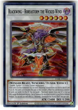 Yugioh! Blackwing - Boreastorm the Wicked Wind - DABL-EN043 Super Rare 1st Ed NM - Image 1