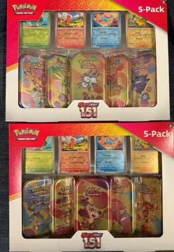 Pokemon Scarlet & Violet - 151 5-pack Mini Tins + 4 Promo Cards, 2-pack - Image 1