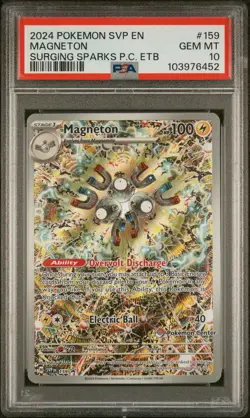 2024 POKEMON SURGING SPARKS POKEMON CENTER ETB PROMO SVP EN #159 MAGNETON PSA 10 - Image 1
