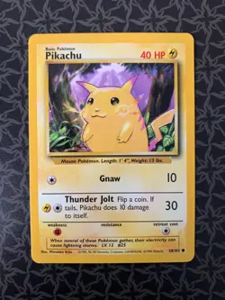 Pikachu 58/102 Base Set WOTC Unlimited NM Pokemon - Image 1