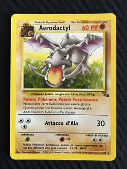 Pokemon Aerodactyl 1/62 Fossil Rara Holo Unlimited Wizards ITA Carte Vintage - Image 1