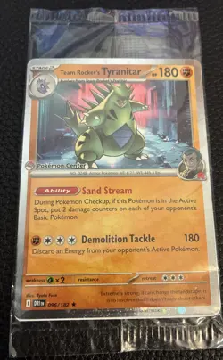 Pokemon Center Stamp Promo Team Rocket’s Tyranitar Destined Rivals SEALED Crease - Image 1