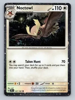 Noctowl Common SV05: Temporal Forces #127/162 Cosmos Holo tcg Pokemon Card - Image 1