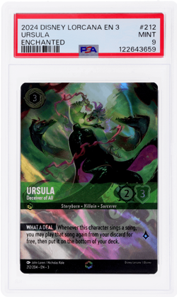 2024 Disney Lorcana Into the Inklands Ursula Deceiver of All Enchanted PSA 9 - Image 1