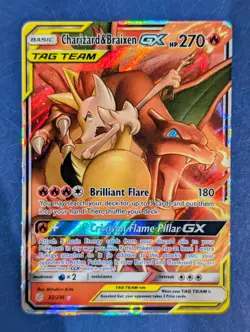 Pokemon TCG Charizard & Braixen Tag Team GX Cosmic Eclipse 22/236 NM - Image 1