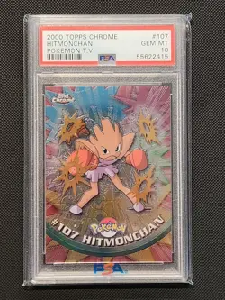 Hitmonchan Topps Chrome #107 2000 Pokemon T.V Gem Mint PSA 10 - Image 1