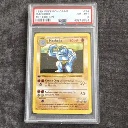 Pokemon PSA 8 Machoke 1st Edition Shadowless Base Set 34/102 WOTC 1999 - Image 1