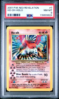 2001 Pokemon Neo Revelation #7 Ho-Oh Holo PSA 8 NM-MINT - Image 1