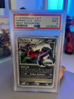 PSA 9 2008 Darkrai Diamond and Pearl LV.X Holo Great Encounters #104 Pokemon - Image 1
