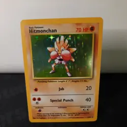 Pokemon TCG Hitmonchan 7/102 Base Set Holo Rare Unlimited MP - Image 1