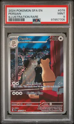 2024 POKEMON SFA EN-SHROUDED FABLE ILLUSTRATION RARE #078 PERSIAN PSA 9 - Image 1