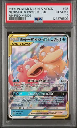 Pokemon Slowpoke & Psyduck GX 35/236 S&M Unified Minds Tag Team GEM MINT PSA 10 - Image 1