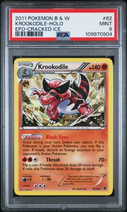 PSA 9 Krookodile Cracked Ice Holo 62/98 B & W Emerging Powers 2011 Pokemon Card - Image 1