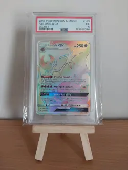 Pokemon TCG Lunala GX 153/149 Rainbow Secret Rare Sun & Moon Holo Card PSA 5!! - Image 1
